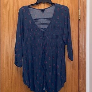 Torrid size 3 button up 3/4 sleeve blouse
